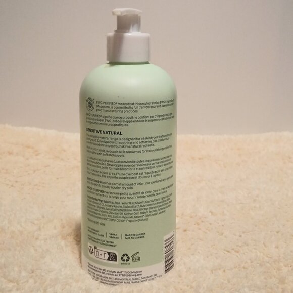 New & Unused! Attitude Sensitive Skin Body Lotion- Oat + Avocado Oil, 16 FL. Oz. - Picture 3 of 7